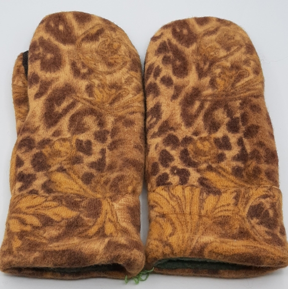 Handmade Upcycled Wool Sweater Mittens Fleece Lined Vintage Sweater Pre-Shrunk - Picture 2 of 5